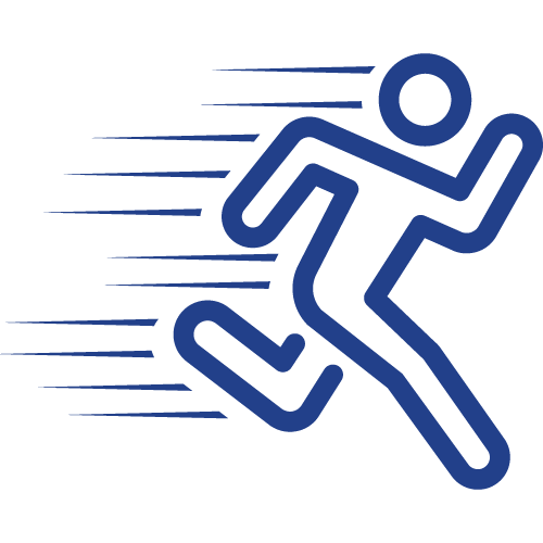 Line illustration of a running person